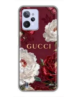 Чехол для Realme C31 с картинкой «Gucci — бордовые розы»