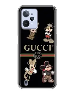 Чехол для Realme C31 с картинкой «Gucci — герои Disney и монограмма»