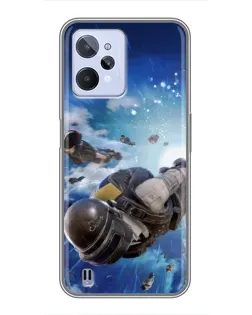 Чехол для Realme C31 с картинкой «Десант PUBG — прыжок»