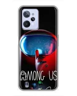 Чехол для Realme C31 с картинкой «Красный импостер — макро»