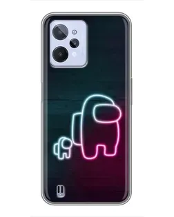 Чехол для Realme C31 с картинкой «Among Us неон-арт»
