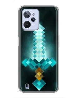 Чехол для Realme C31 с картинкой «Алмазный меч неон»