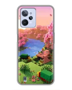 Чехол для Realme C31 с картинкой «Розовое дерево Minecraft»