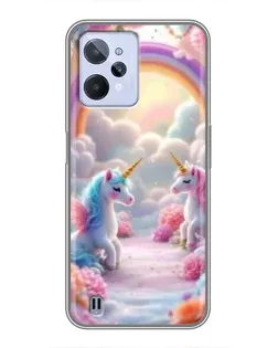 Чехол для Realme C31 с картинкой «Радуга и единороги» Чехол для Realme C31 с картинкой «Радуга и единороги»