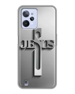 Чехол для Realme C31 с картинкой «Металлический крест Jesus»
