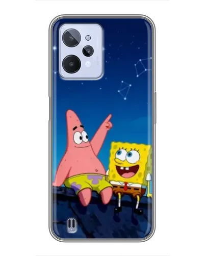 Чехол для Realme C31 с картинкой «Губка Боб и Патрик ночью»