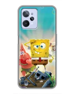 Чехол для Realme C31 с картинкой «Спанч Боб победитель»