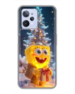 Чехол для Realme C31 с картинкой «Рождественский Спанч Боб»