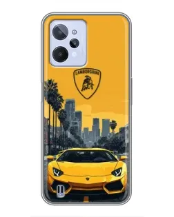 Чехол для Realme C31 с картинкой «Желтый Lamborghini город» Чехол для Realme C31 с картинкой «Желтый Lamborghini город»