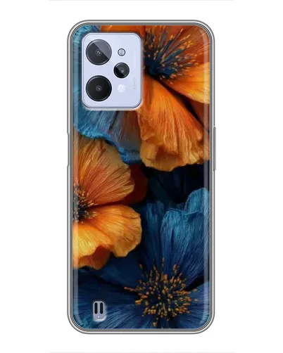 Чехол для Realme C31 с картинкой «Яркая сине-оранжевая флора» Чехол для Realme C31 с картинкой «Яркая сине-оранжевая флора»