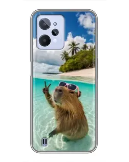 Чехол для Realme C31 с картинкой «Капибара на море» Чехол для Realme C31 с картинкой «Капибара на море»