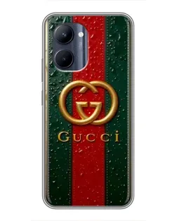Чохол для Realme C33 з картинкою «Gucci — фірмова смуга та золото»