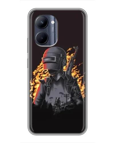 Чохол для Realme C33 з картинкою «PUBG — вогняний силует»