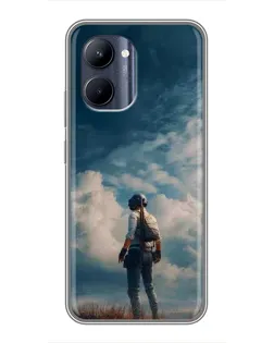 Чохол для Realme C33 з картинкою «Герой PUBG на скелі»