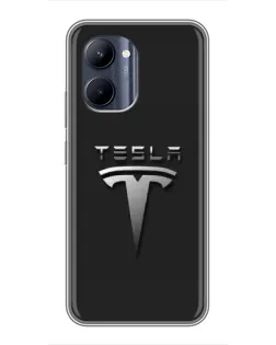 Чохол для Realme C33 з картинкою «Сталевий логотип Tesla»