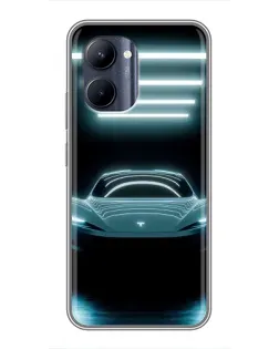 Чохол для Realme C33 з картинкою «Tesla в неоні»