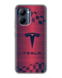 Чохол для Realme C33 з картинкою «Тесла червоний карбон»