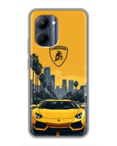 Чохол для Realme C33 з картинкою «Жовтий Lamborghini місто»