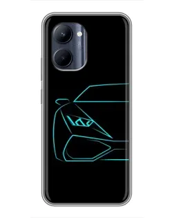 Чохол для Realme C33 з картинкою «Блакитний силует Lamborghini»