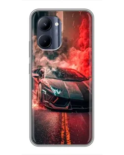 Чохол для Realme C33 з картинкою «Lamborghini червоний дим»