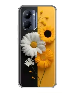 Чохол для Realme C33 з картинкою «Соняшник та ромашка»