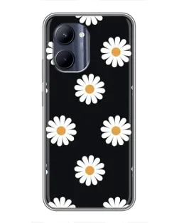 Чохол для Realme C33 з картинкою «Ромашки на чорному»