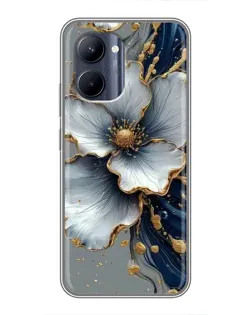 Чохол для Realme C33 з картинкою «Біла квітка та золотий флюїд»