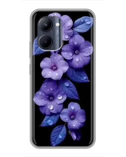 Чохол для Realme C33 з картинкою «Фіолетові квіти з росою»