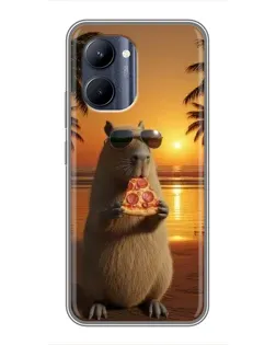 Чохол для Realme C33 з картинкою «Капібара з піцою»