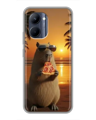Чохол для Realme C33 з картинкою «Капібара з піцою»