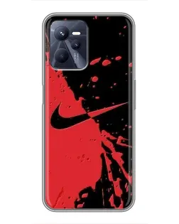 Чехол для Realme C35 с картинкой «Красные брызги Nike»
