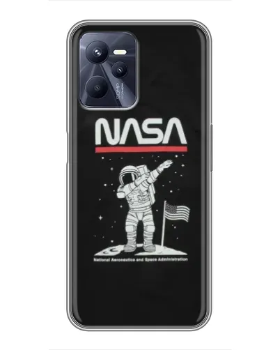 Чехол для Realme C35 с картинкой «NASA — шагаем по Луне»