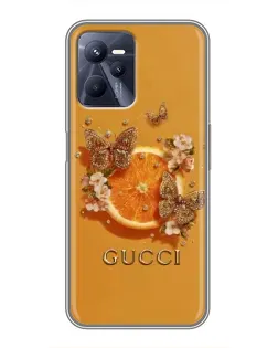 Чехол для Realme C35 с картинкой «Gucci — золотые бабочки»