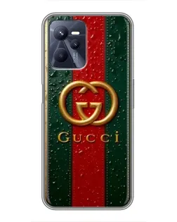 Чехол для Realme C35 с картинкой «Gucci — фирменная полоса и золото»