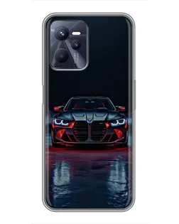 Чехол для Realme C35 с картинкой «BMW на мокрой дороге»