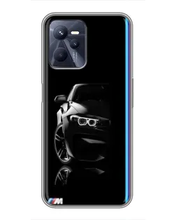 Чехол для Realme C35 с картинкой «Силуэт BMW в темноте»