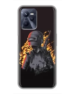 Чохол для Realme C35 з картинкою «PUBG — вогняний силует»