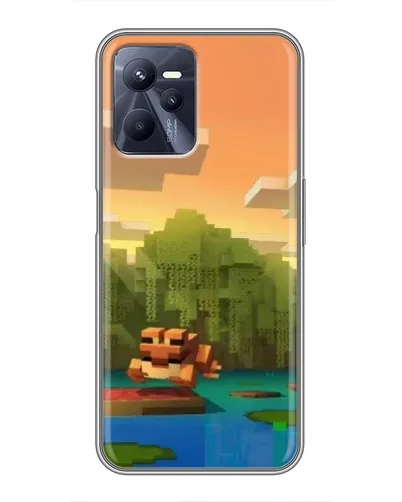 Чехол для Realme C35 с картинкой «Майнкрафт закат солнца»