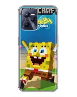 Чохол для Realme C35 з картинкою «Губка Боб Minecraft»