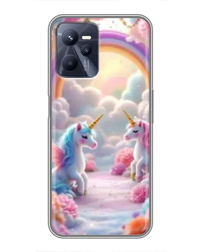Чехол для Realme C35 с картинкой «Радуга и единороги»
