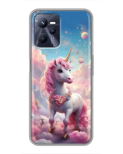 Чехол для Realme C35 с картинкой «Единорог среди облаков»