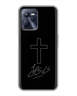 Чехол для Realme C35 с картинкой «Графический крест Jesus»