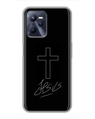 Чехол для Realme C35 с картинкой «Графический крест Jesus» Чехол для Realme C35 с картинкой «Графический крест Jesus»