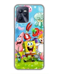 Чехол для Realme C35 с картинкой «Губка Боб и друзья»