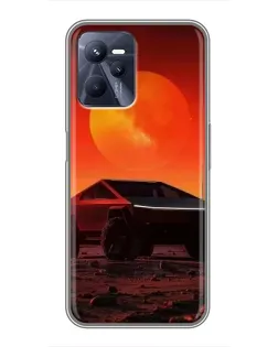 Чехол для Realme C35 с картинкой «Cybertruck на Марсе»