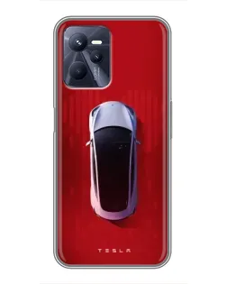 Чехол для Realme C35 с картинкой «Tesla Top View»