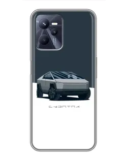 Чохол для Realme C35 з картинкою «Сріблястий Cybertruck Tesla»