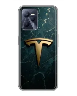 Чохол для Realme C35 з картинкою «Мармурова Tesla Gold»