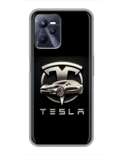 Чохол для Realme C35 з картинкою «Tesla — срібне авто»