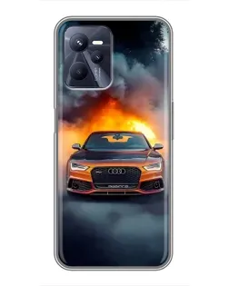Чохол для Realme C35 з картинкою «Audi у вогняному диму»